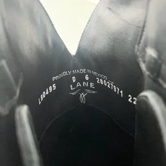 Lane Reverie Knee High Womens Cowboy Boots 6 Black Brown Western Cowgirl Lace Up - Picture 9 of 11